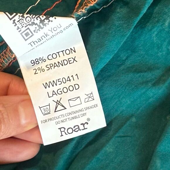 ROAR Western Embroidered Rhinestone Pearl Snap Shirt Roll Tab Sleeves Sz Medium - Picture 3 of 11